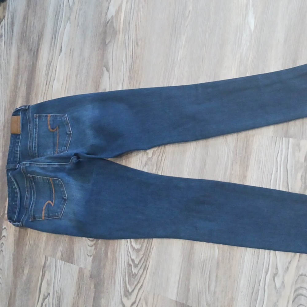 American Eagle Jeans Womens 4 Blue Hi-Rise Jegging Distressed Size 4